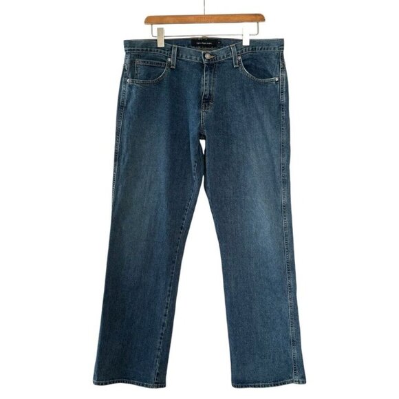 Y2K Calvin Klein Mid Rise Loose Fit Straight Leg Stretch Jeans Size 14 - Picture 1 of 12